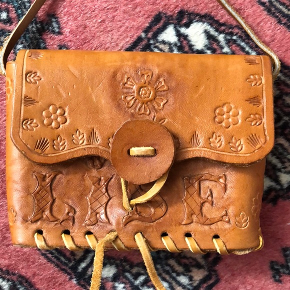 Genuine Leather Hand Tooled Mini Purse - Picture 2 of 8
